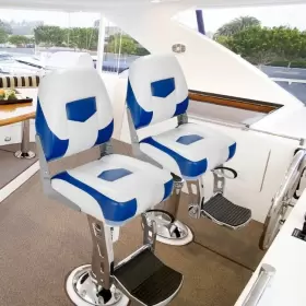 NP10447BL-2 COSTWAY Set Folding Fishing Boat Padded Seats #3
