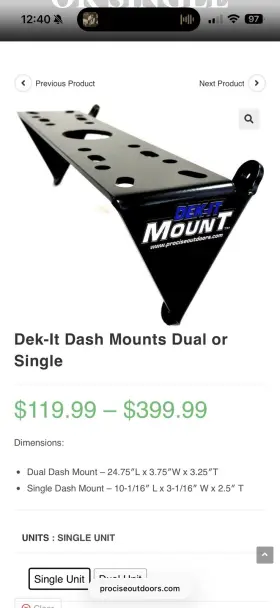 10-1-16 DEK-IT MOUNT Single Unit Dash