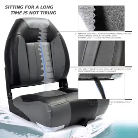 22514C6-2 NORTHCAPTAIN Deluxe High Folding Boat Seat #2