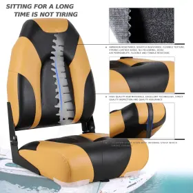 22711A9-2 NORTHCAPTAIN Yellowish High Folding Boat Seat #2