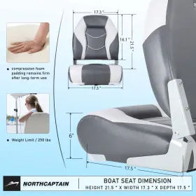 22814A4-2 NORTHCAPTAIN Light High Folding Boat Seat #3