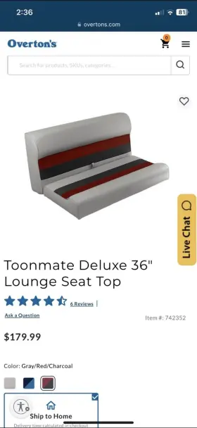 742352 TOONMATE Pontoon Boat Seat