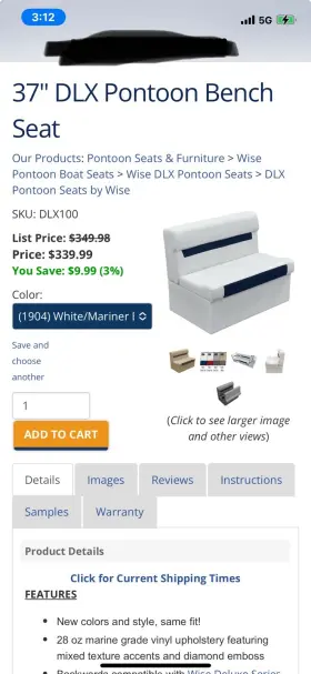 DLX95K WISE Boat Seat