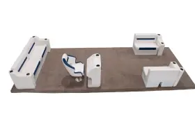 WIS-DLXFRC-1904K WISE Front Rear Couch Pontoon Furniture Set