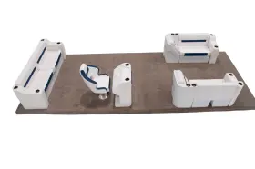 WIS-DLXLRB-1905K WISE Lounge Rear Bench Pontoon Furniture Set
