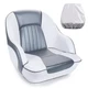 NORTHCAPTAIN Boat Seat Captain Seat with Boat Seat Cover,White/Silver Gray