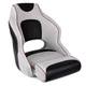 Boat Seat Captain Bucket Two Tone Light Grey Black Dark Red Piping Leader Sports