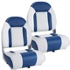 NORTHCAPTAIN Deluxe White/Pacific Blue High Back Folding Boat Seat, 2 Seats