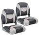 NORTHCAPTAIN Deluxe Light Grey/Charcoal Low Back Folding Boat Seat, 2 Seats