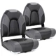 NORTHCAPTAIN Deluxe Charcoal/Black High Back Folding Boat Seat, 2 Seats