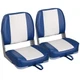 Folding Boat Seat Low Back White Blue Pair Leader BS201050 Accessories