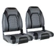 NORTHCAPTAIN Deluxe Charcoal/Black High Back Folding Boat Seat, 2 Seats