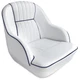 Leader Accessories Pontoon Captains Bucket Seat Boat B - White/Blue piping 