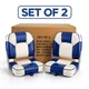 New Leader 2-Pack Marine Boat Seats,  Fold Down Fishing Seats Blue & White NIB