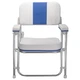 Pactrade Marine White Folding Deck Chair with Blue Stripes UV Resistant Vinyl 1"