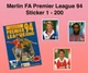 Merlin FA Premier League 1994 94 Vintage Football Stickers 1 - 200 - Pick One