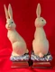 2 Extemely Rare RABBITS Sitting on Cushions by MIDWEST of CANNON FALLS 10 3/4 In
